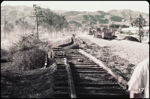 Primary view of object titled '[Splintered Railroad Tracks]'.