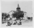 Thumbnail image of item number 1 in: '[Copy Print of a Photograph of People Sitting on School Lawn]'.