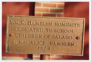 [Photograph of William K. Hamblen Homesite Marker]