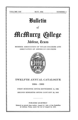 Bulletin of McMurry College, 1934-1935
