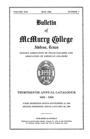 Bulletin of McMurry College, 1935-1936