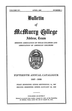 Primary view of object titled 'Bulletin of McMurry College, 1937-1938'.