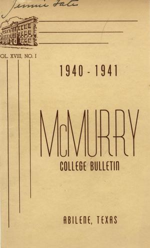 Bulletin of McMurry College, 1940-1941