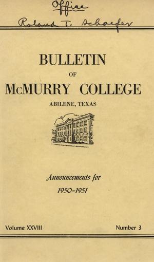 Bulletin of McMurry College, 1950-1951