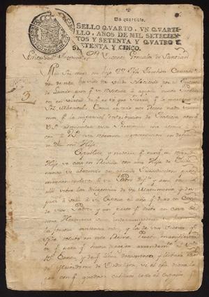 Primary view of object titled '[Petition from Isabel de la Garza to Governor Vicente González]'.