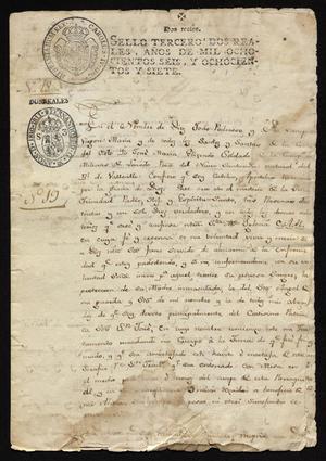 Primary view of object titled '[Last Will and Testament for José María Elizordo]'.