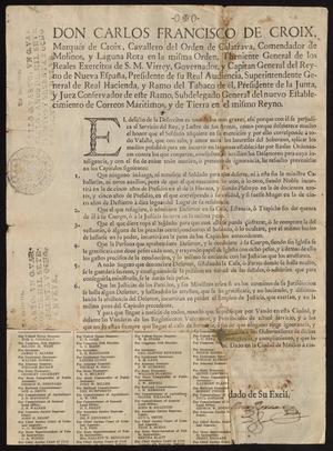 Primary view of object titled '[Printed Royal Edict from King Carlos III]'.