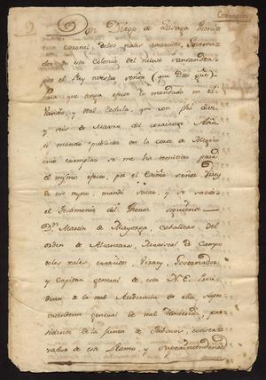 Primary view of object titled '[Decree from Diego de Lasaga]'.