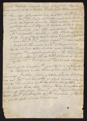 Primary view of object titled '[Message from the Conde de la Sierra Gorda]'.