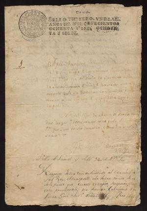 Primary view of [Letter from Joseph Antonio de Martínez to Santiago de Jesús Sánchez, July 4, 1787]