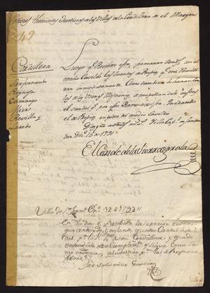 Primary view of object titled '[Decree from Conde de la Sierra Gorda]'.