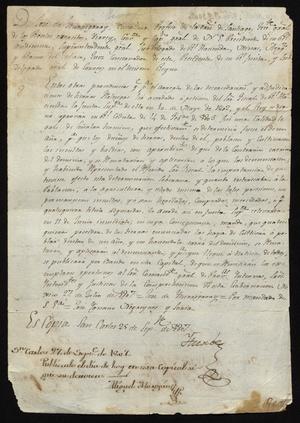 Primary view of object titled '[Message from Manuel de Iturbe with Orders from the Viceroy]'.