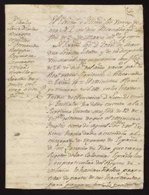 Primary view of object titled '[Message from Manuel de Iturbe with Orders from Spain]'.