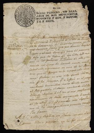Primary view of object titled '[Petition from Jose Antonio Garzia Davila to the Conde de Sierra Gorda]'.