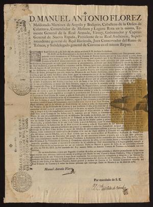 Primary view of object titled '[Decree from Viceroy Manuel Antonio Maldonado]'.