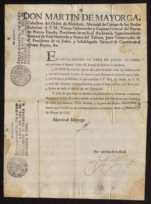 Primary view of [Decree from Viceroy Martín de Mayorga Ferrer]