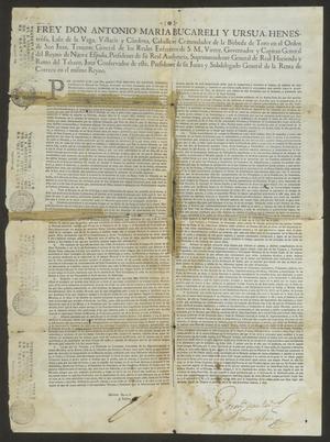 Primary view of object titled '[Royal Decree Promulgated by Don Antonio María Bucareli y Ursúa]'.