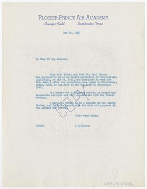 [Letter from Joe B. Plosser, May 24, 1943]
