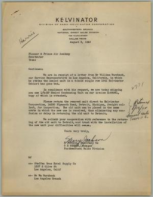[Letter from G. E. Berres to Plosser-Prince Air Academy, August 3, 1942]