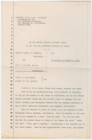 Primary view of object titled '[Documents pertaining to the case of United States of America vs. Joe B. Plosser, et al., cause no. 1717, 1944]'.