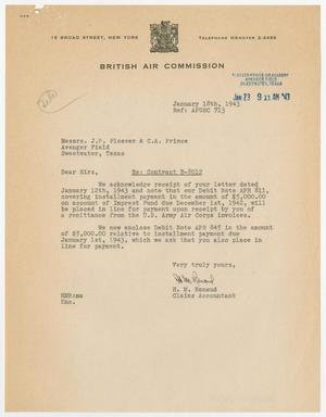 [Letter from H. M. Renaud to Joe B. Plosser and Charles A. Prince, January 18, 1943]