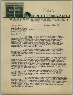 [Letter from J. H. Steffen to Charles A. Prince, September 10, 1942]
