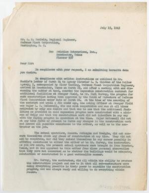 [Letter from William C. McKenna to A. H. Daniels, July 15, 1943]