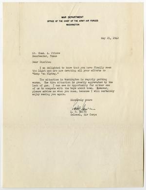 Primary view of object titled '[Letter from L. S. Smith to Charles A. Prince, May 21, 1942]'.