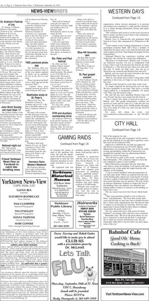 Yorktown News-View (Yorktown, Tex.), Vol. 122, No. 9, Ed. 1 Wednesday, September 18, 2013