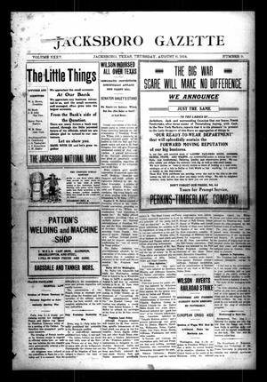 Primary view of object titled 'Jacksboro Gazette (Jacksboro, Tex.), Vol. 35, No. 9, Ed. 1 Thursday, August 6, 1914'.