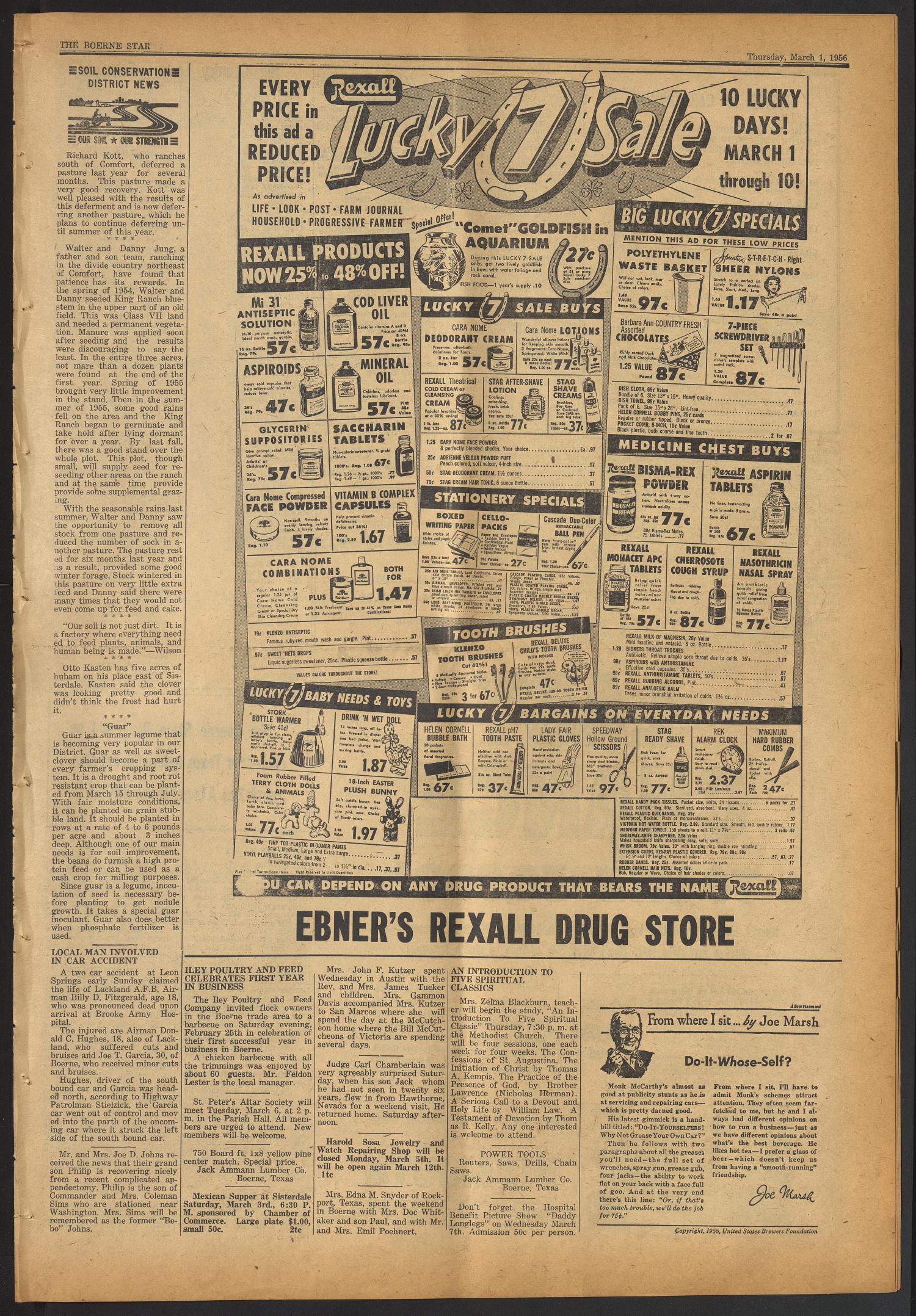 The Boerne Star (Boerne, Tex.), Vol. 51, No. 12, Ed. 1 Thursday, March 1, 1956
                                                
                                                    [Sequence #]: 5 of 8
                                                