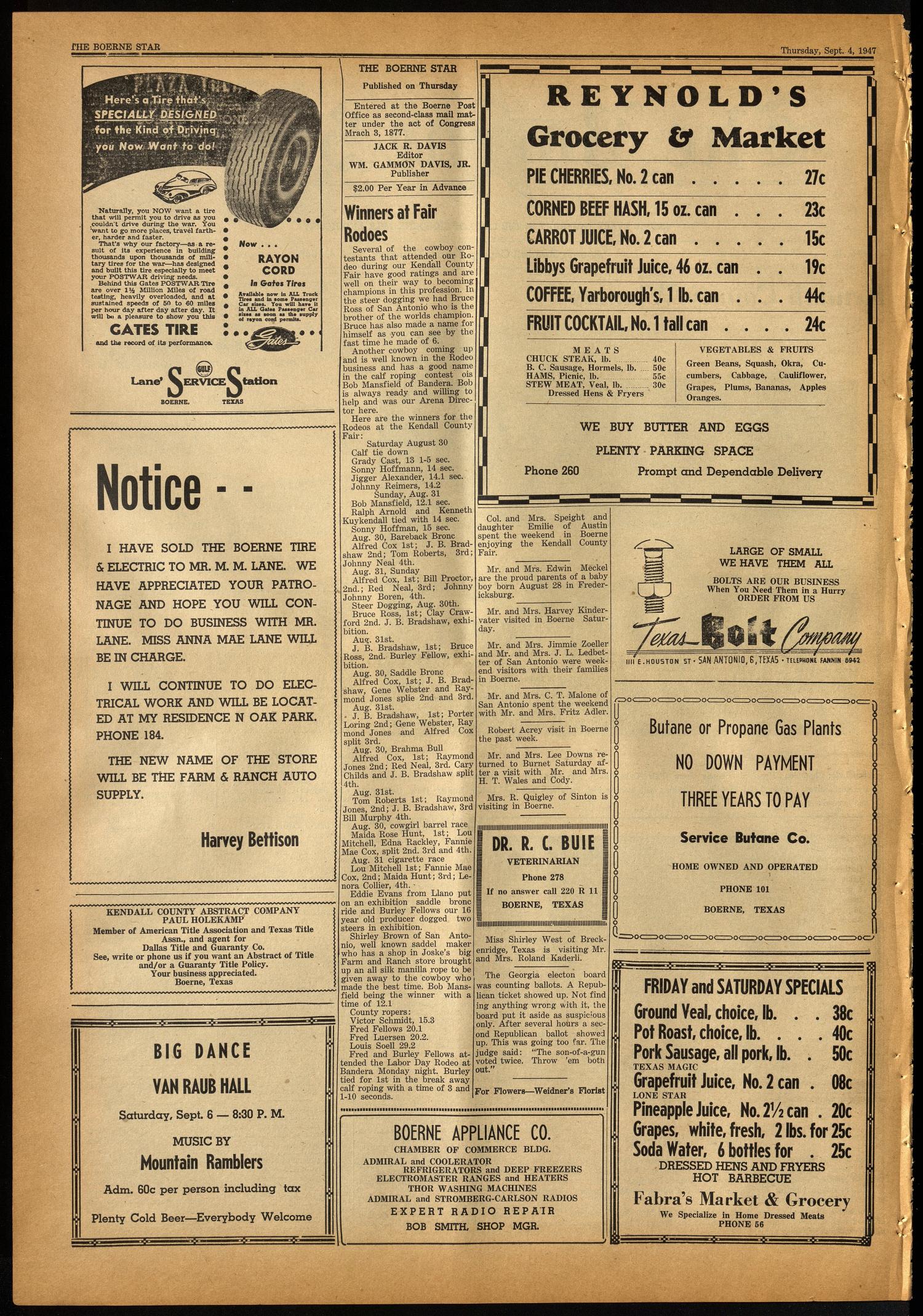 The Boerne Star (Boerne, Tex.), Vol. 42, No. 39, Ed. 1 Thursday, September 4, 1947
                                                
                                                    [Sequence #]: 2 of 8
                                                