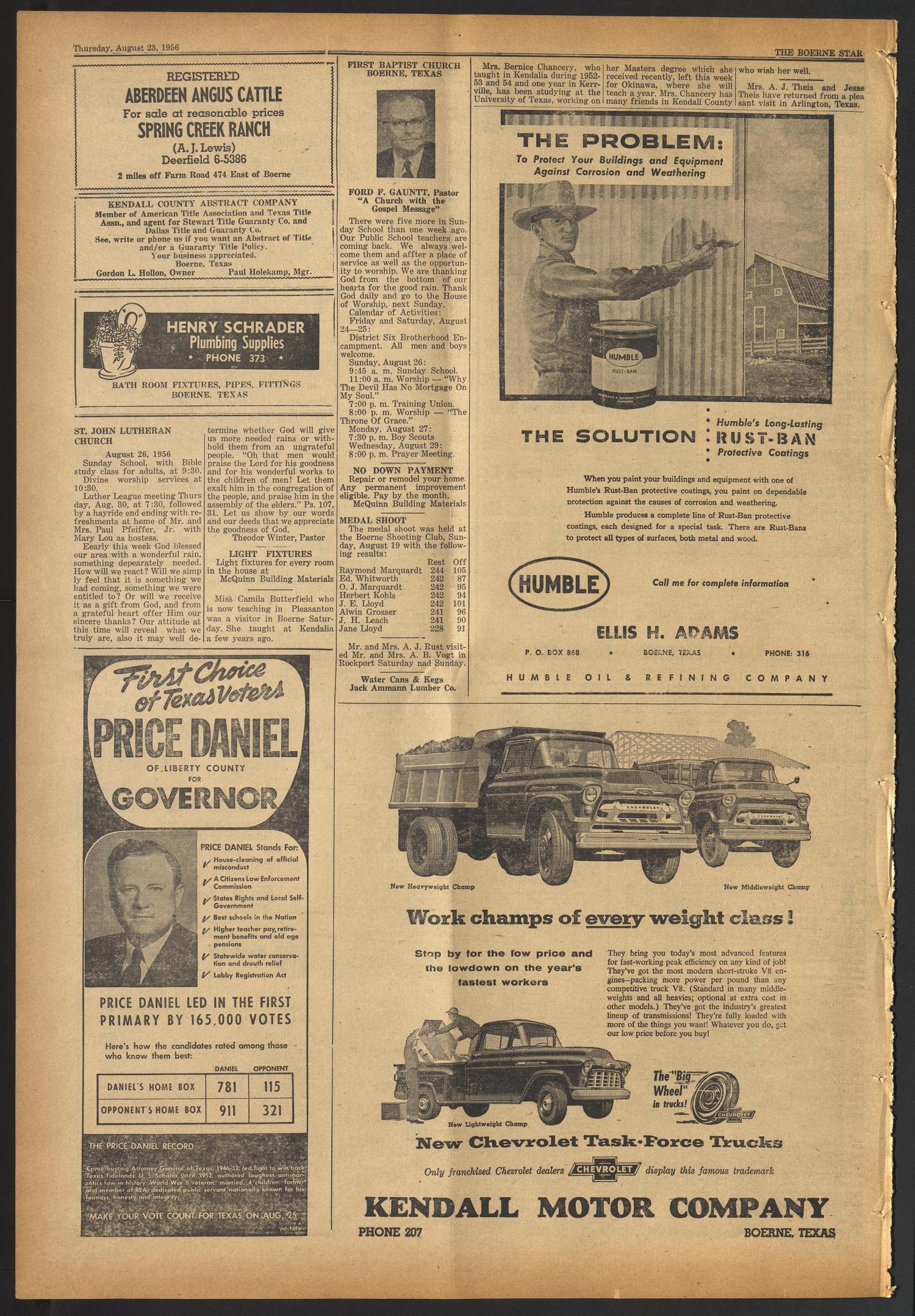 The Boerne Star (Boerne, Tex.), Vol. 51, No. 37, Ed. 1 Thursday, August 23, 1956
                                                
                                                    [Sequence #]: 8 of 8
                                                