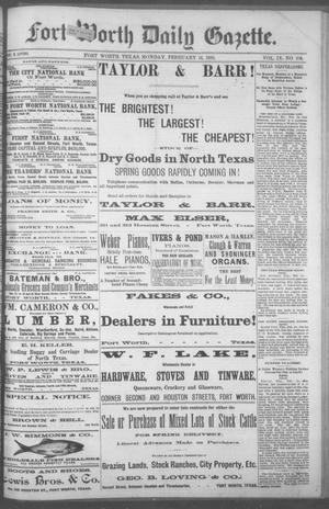 Fort Worth Daily Gazette. (Fort Worth, Tex.), Vol. 9, No. 216, Ed. 1, Monday, February 16, 1885