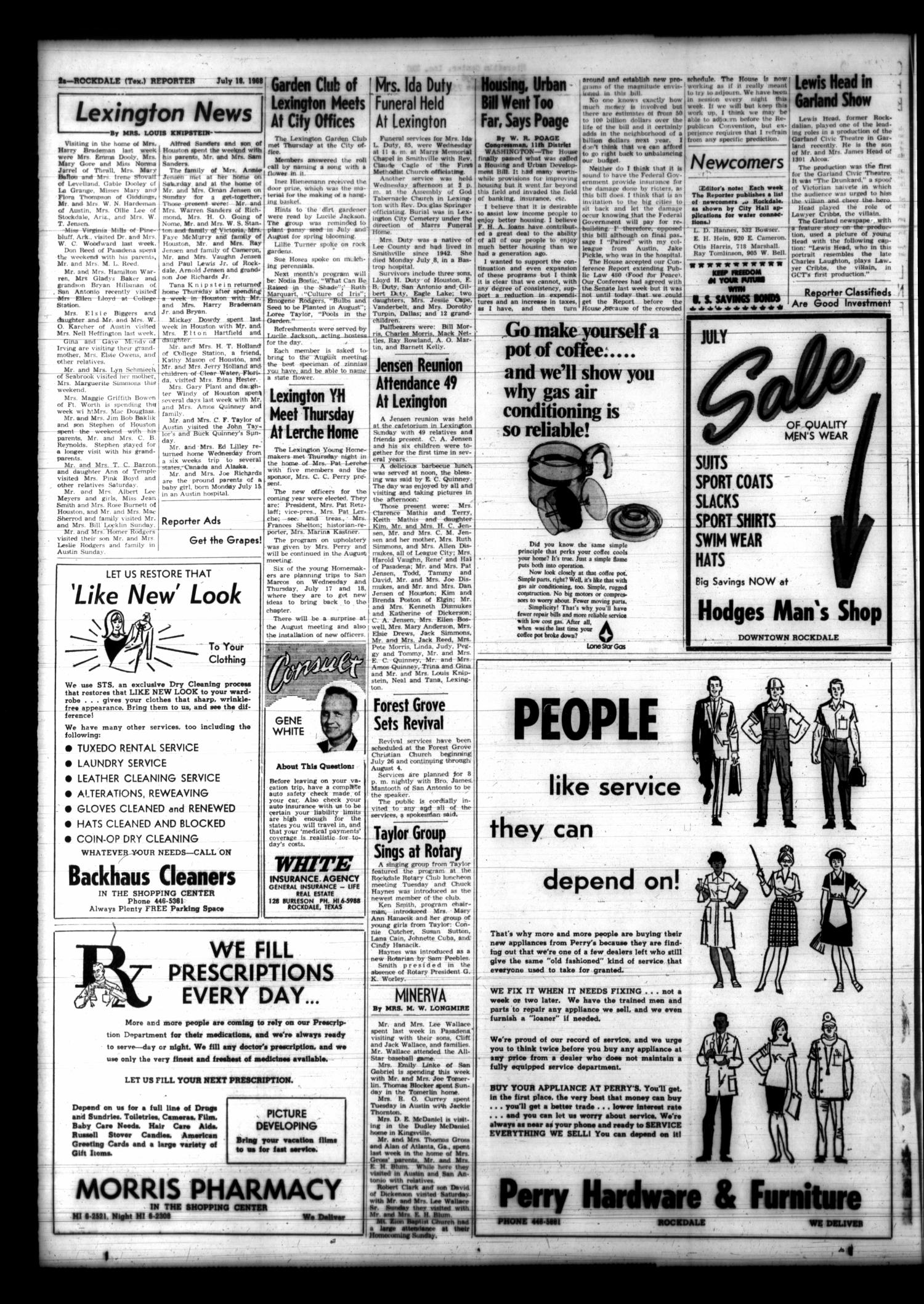 The Rockdale Reporter and Messenger (Rockdale, Tex.), Vol. 96, No. 29, Ed. 1 Thursday, July 18, 1968
                                                
                                                    [Sequence #]: 2 of 13
                                                