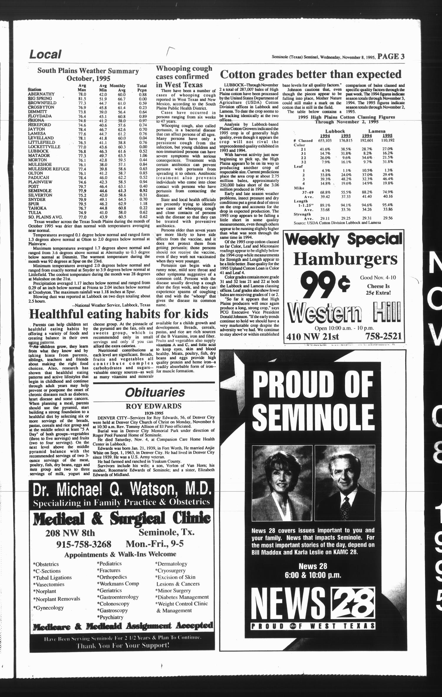 The Seminole Sentinel (Seminole, Tex.), Vol. 89, No. 5, Ed. 1 Wednesday, November 8, 1995
                                                
                                                    [Sequence #]: 3 of 13
                                                