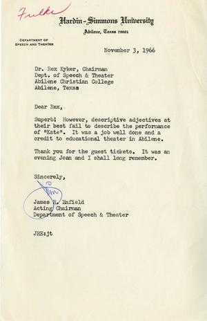 [Letter from James R. Enfield to Dr. Rex Kyker]