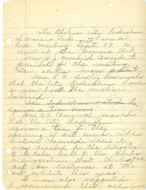 Primary view of object titled '[Abilene City Federation of Women's Clubs Minutes: September 17, 1945 - April 4, 1949]'.