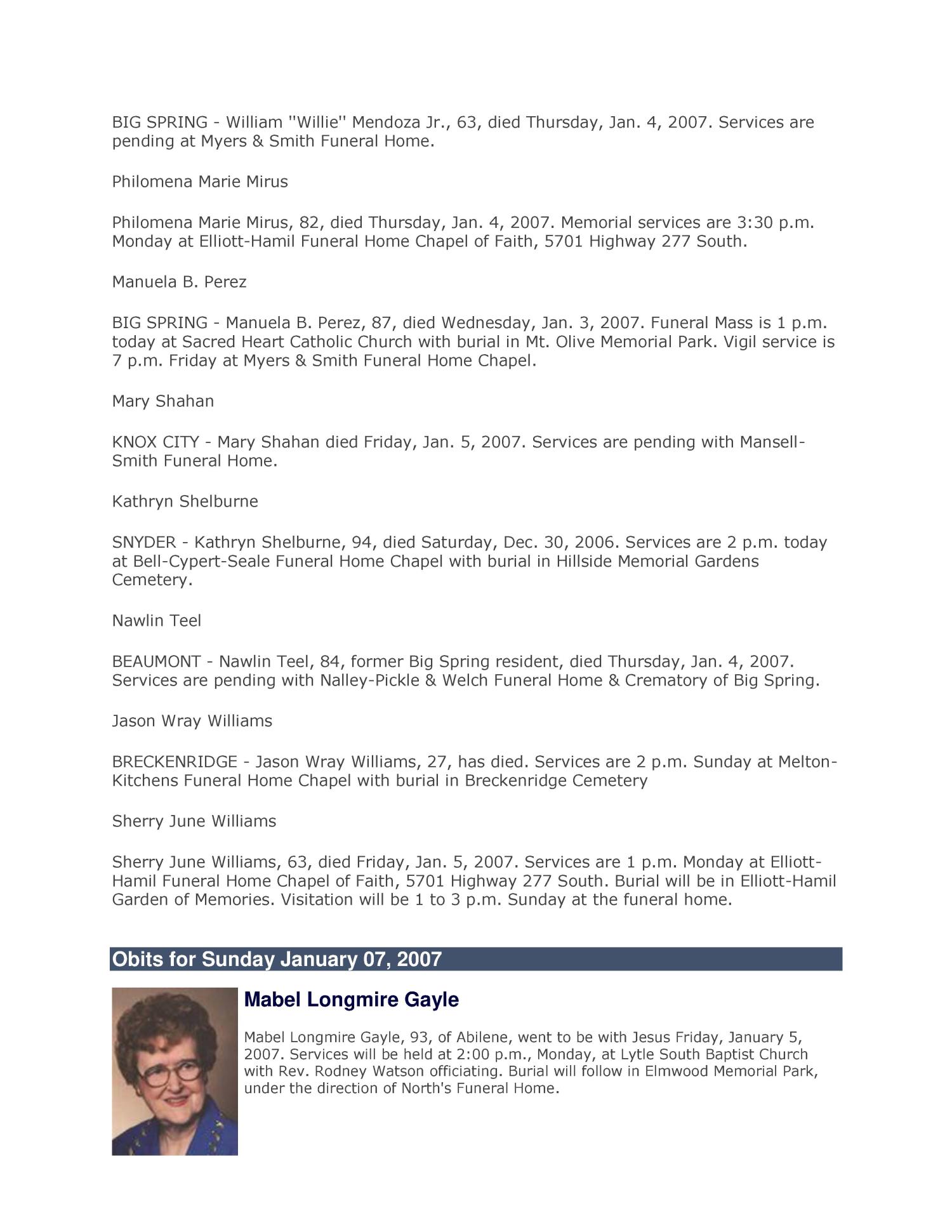 Big County Obituaries: January 2007
                                                
                                                    47
                                                