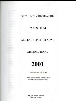 Primary view of object titled 'Big County Obituaries: 2001'.