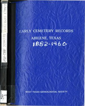 Primary view of object titled '[Early Cemetery Records, Abilene, Texas, Book 2]'.