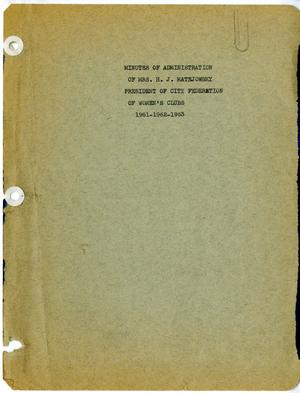 Primary view of object titled '[Abilene City Federation of Women's Clubs Minutes: 1961 - 1963]'.