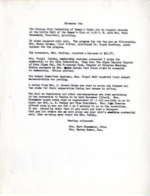 [Abilene City Federation of Women's Clubs Minutes: November 5, 1951 - April 6, 1953]