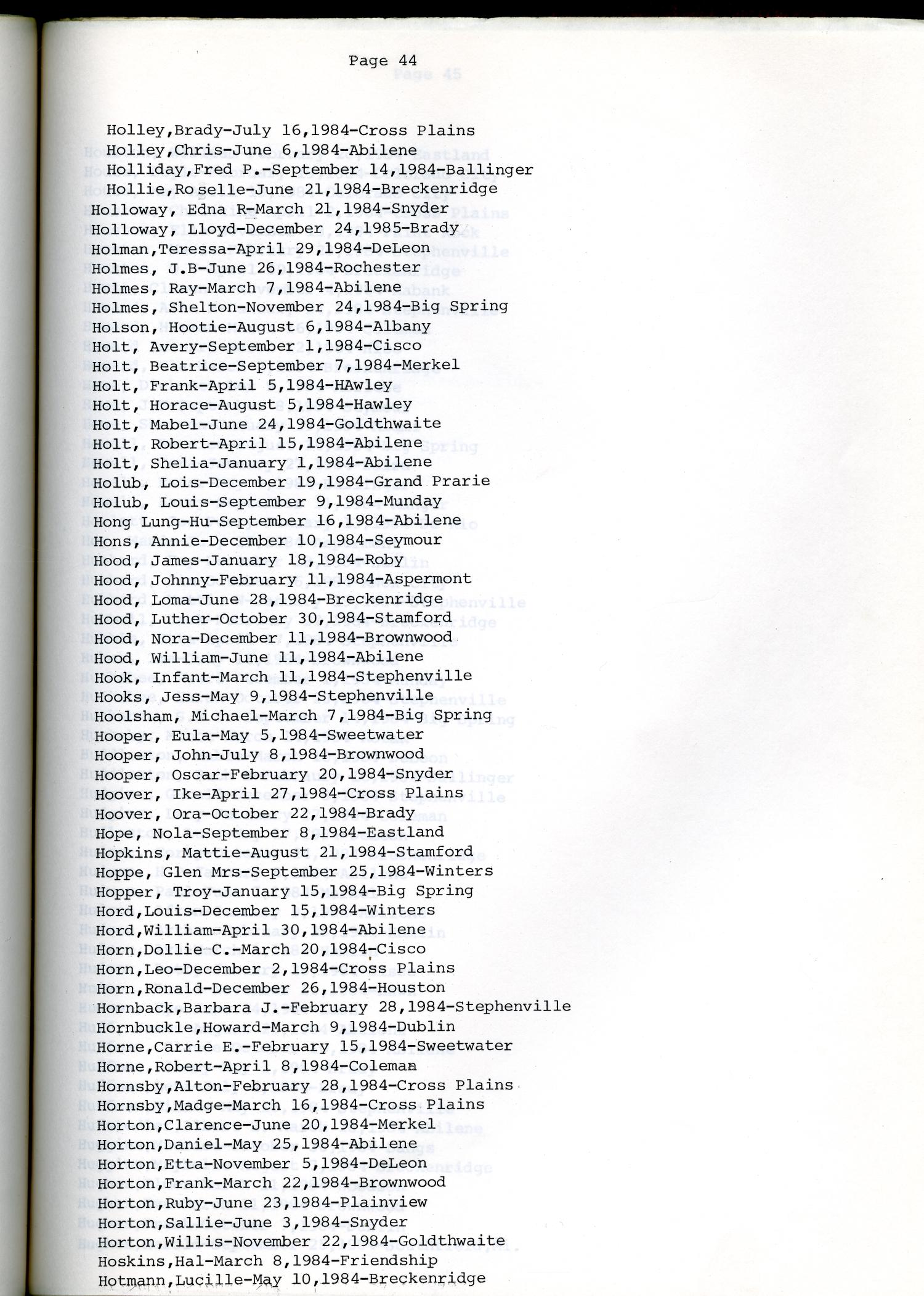 Big County Obituaries: 1984
                                                
                                                    44
                                                