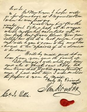 [Letter from Sam Houston to Col. Jo Ellis #2]