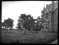 Photograph: [People by Daniel Baker College Administration Building]
