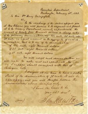 Primary view of object titled '[Letter from Sam Houston to Hon. William Henry Daingerfield, February 1843]'.