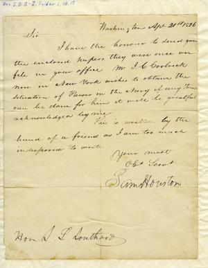 Primary view of object titled '[Letter from Sam Houston to Hon. I. L. Southard, April 1826]'.