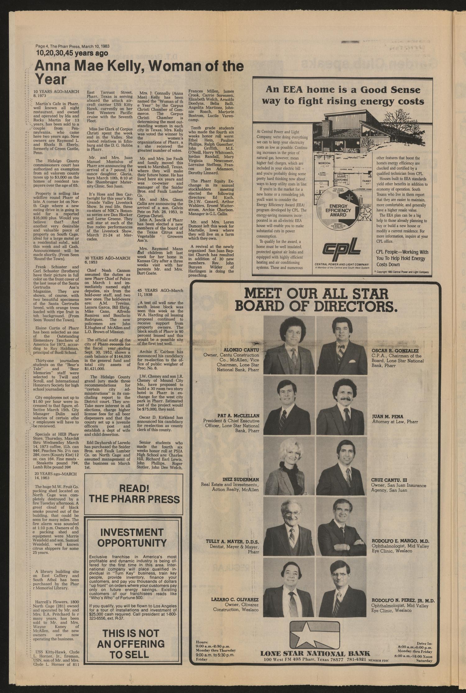 The Pharr Press (Pharr, Tex.), Vol. 51, No. 10, Ed. 1 Thursday, March 10, 1983
                                                
                                                    [Sequence #]: 4 of 11
                                                