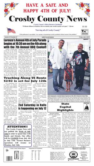 Crosby County News (Ralls, Tex.), Vol. 127, No. 27, Ed. 1 Friday, July 4, 2014